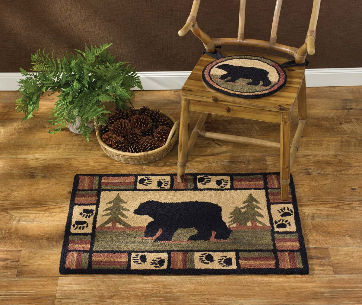 Park Designs Adirondack Bear Hooked Rug 24X36