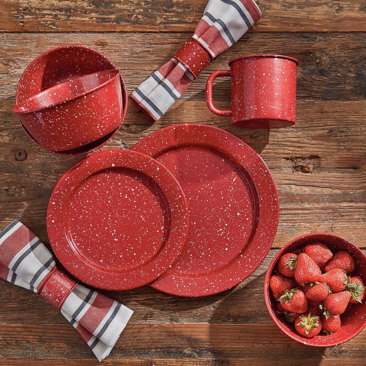 Park Designs Granite Enamelware Bowl - Red - Set of 4