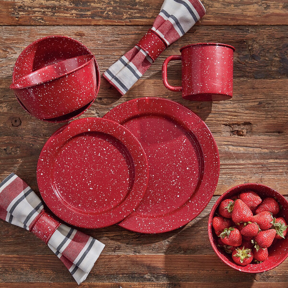 Park Designs Granite Enamelware Mug - Red - Set of 4