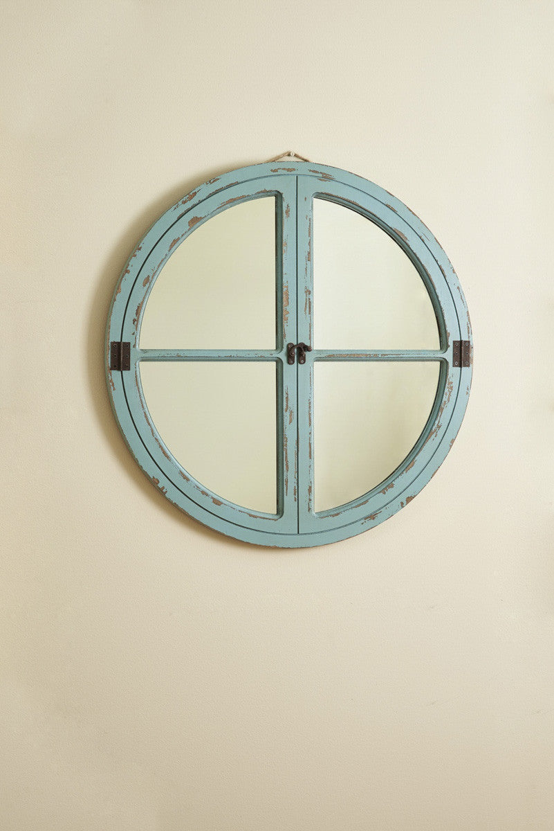 Park Designs Round Window Wood Mirror - Sea