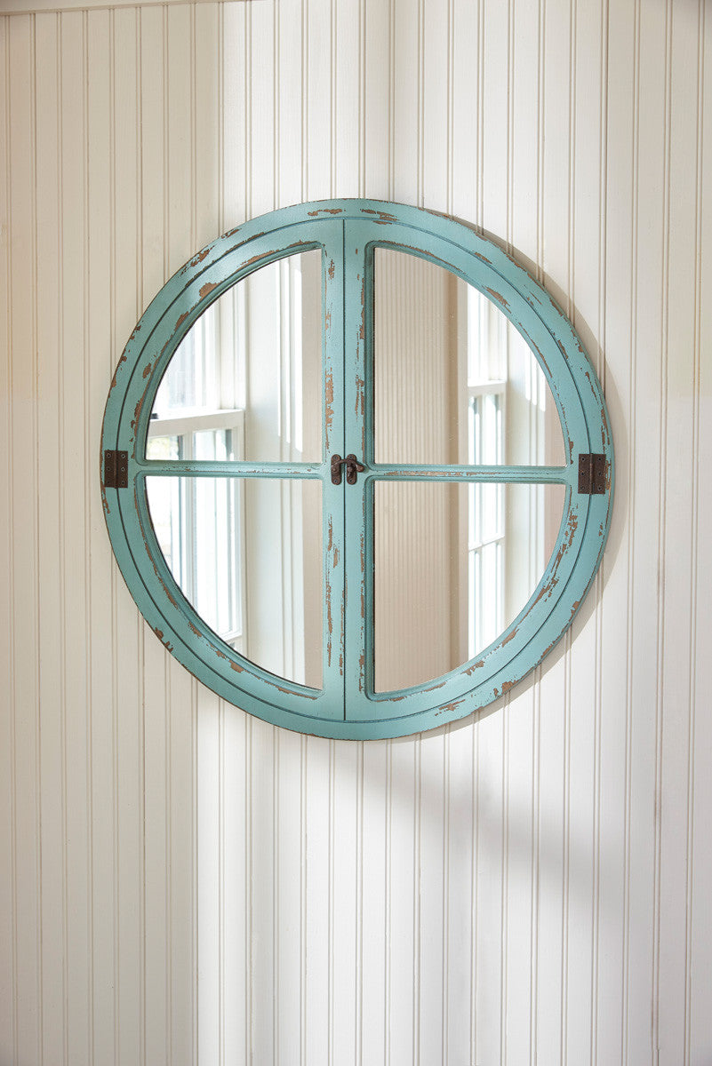 Park Designs Round Window Wood Mirror - Sea