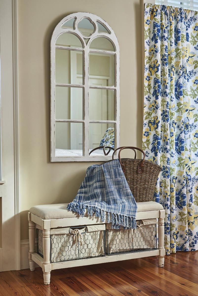 Wood Window Mirror Distressed White