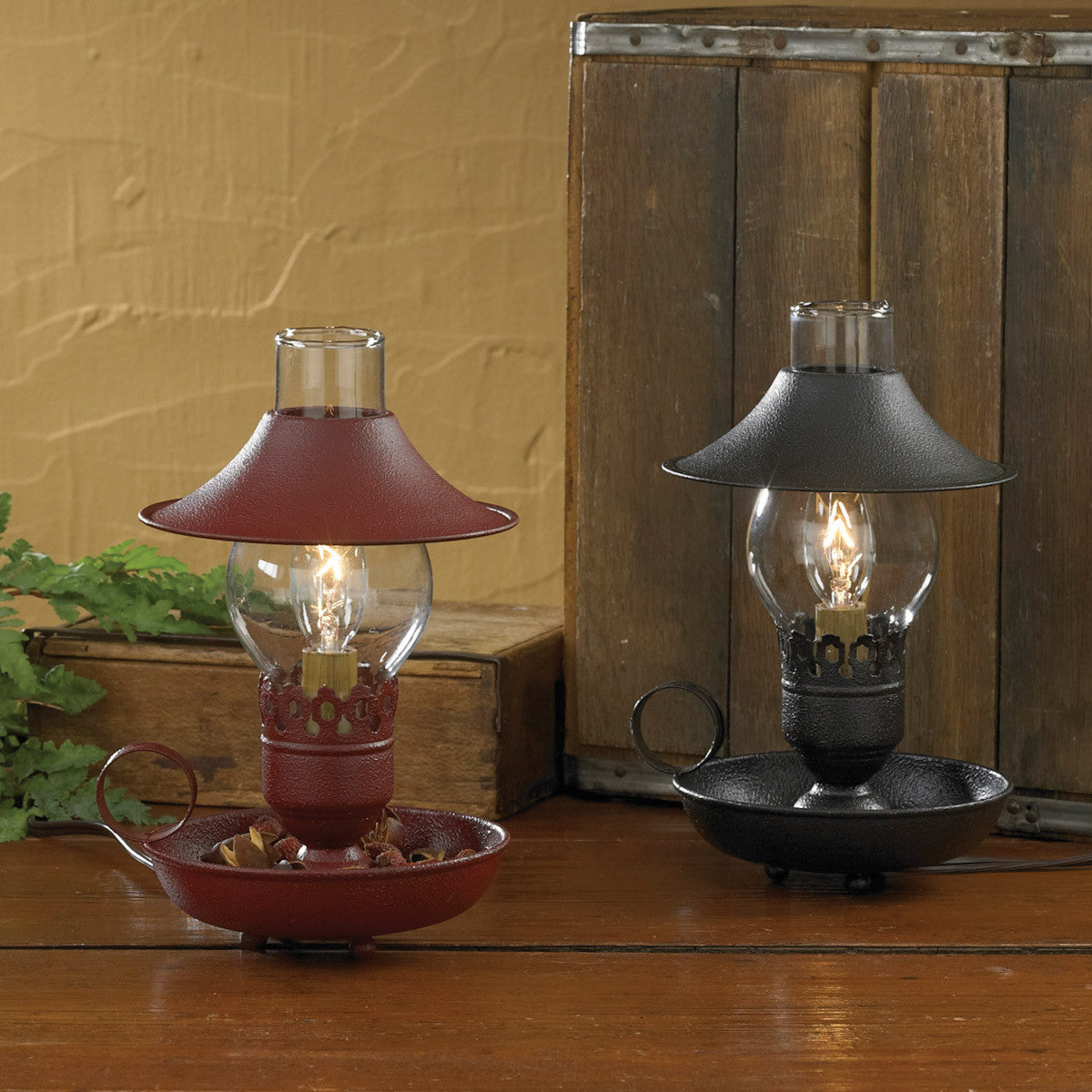 Park Designs Chamberstick Lamp with Shade 9" Red
