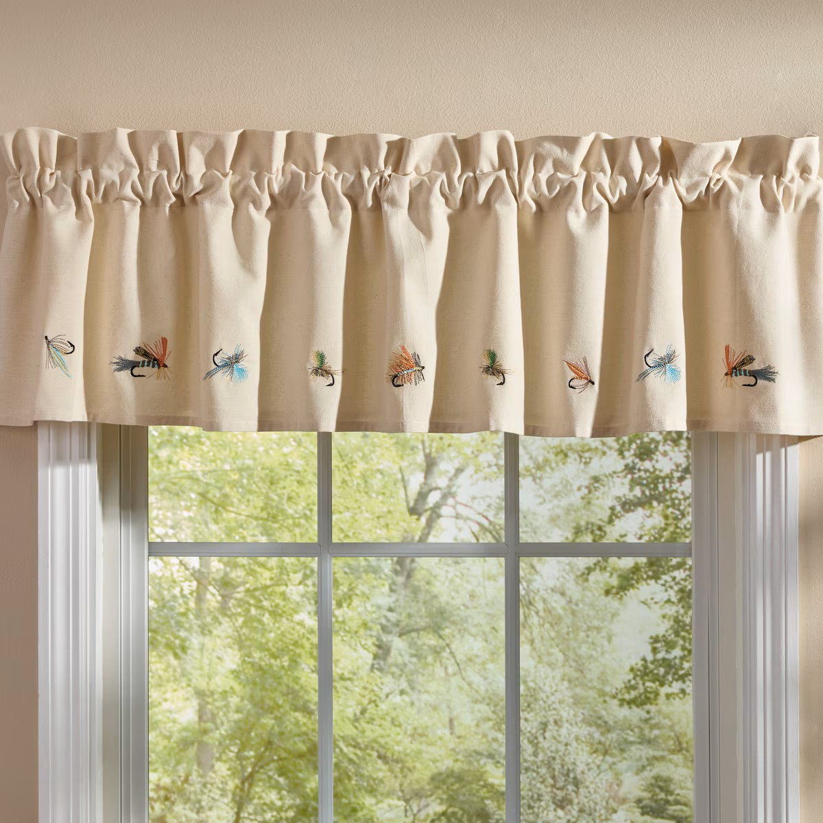 Park Designs Fly Fishing Lined Embroidered Valance