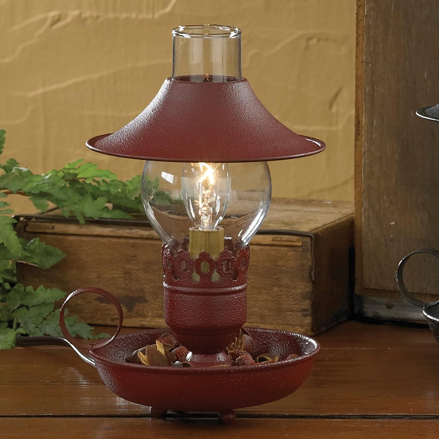Park Designs Chamberstick Lamp with Shade 9" Red