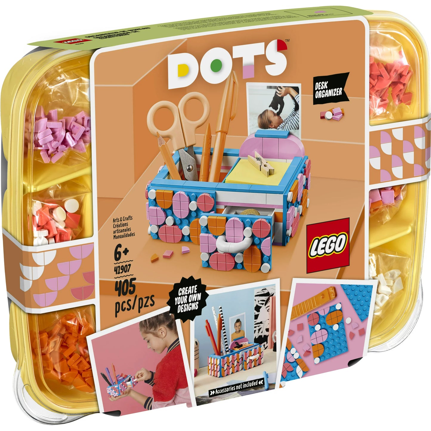 LEGO DOTS Desk Organizer 41907 DIY Craft Decorations Kit, Building Toy, Gift for Kids (405 Pieces)