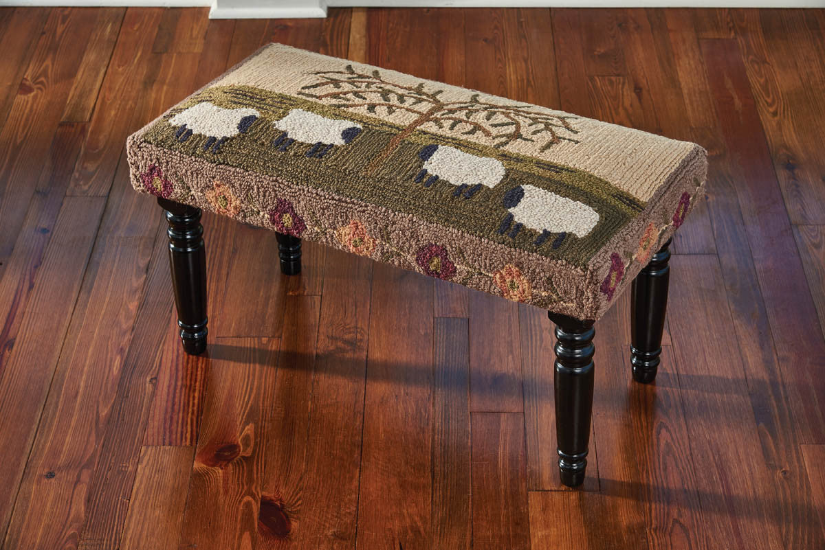 Park Designs Willow & Sheep Hooked Bench