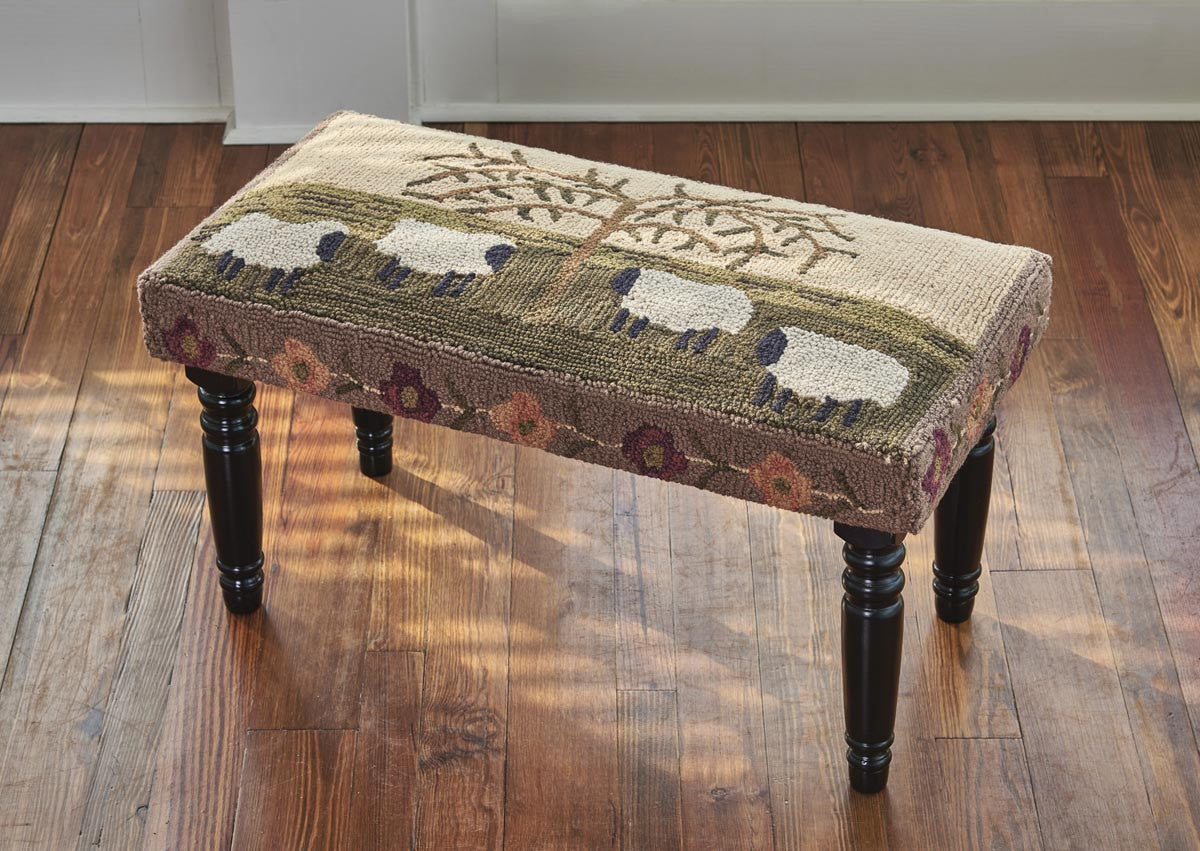 Park Designs Willow & Sheep Hooked Bench