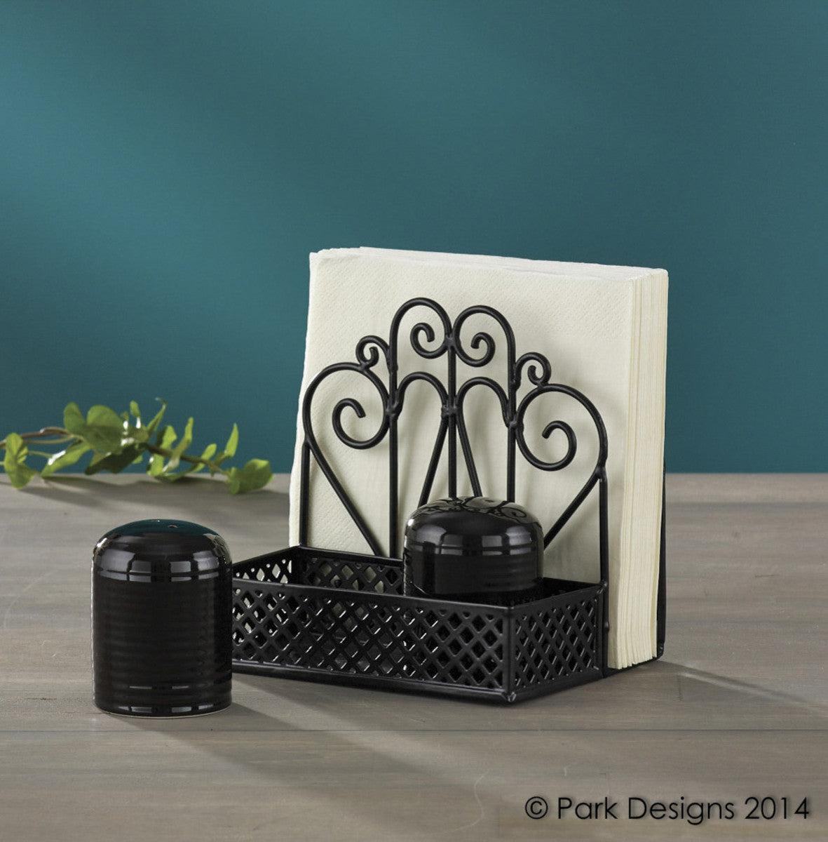 Park Designs Black Salt & Pepper Napkin Holder