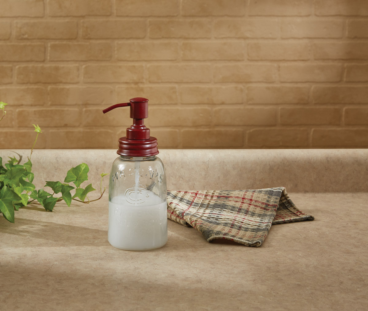 Mason Jar Soap Dispenser - Red