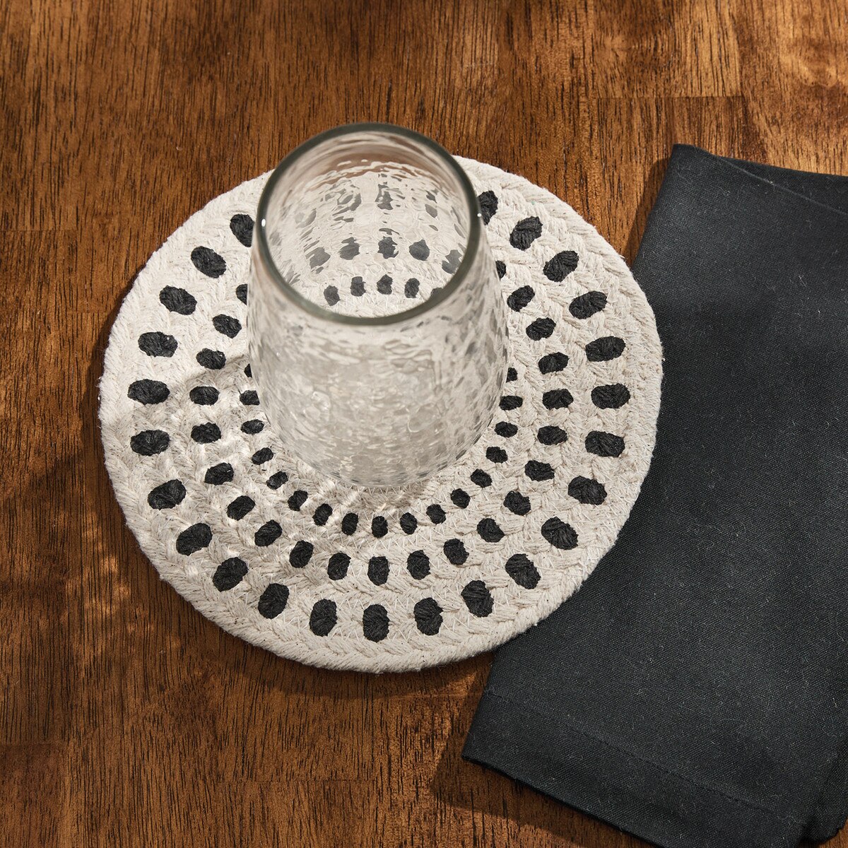 Split P Desi Braided Trivet Set of 6, White Cotton