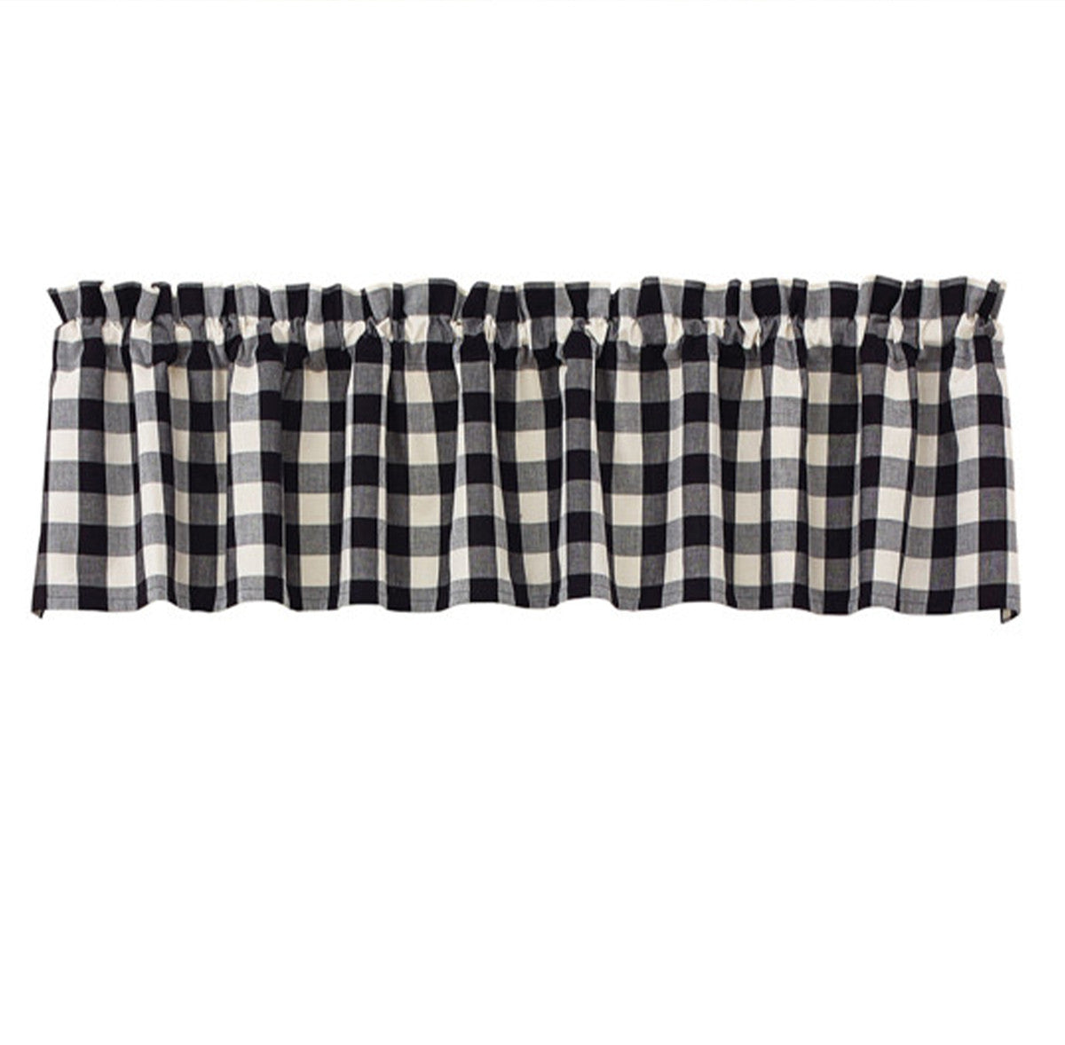 Park Designs Buffalo Check Lined Valance, Black & Cream, 72" X 14"