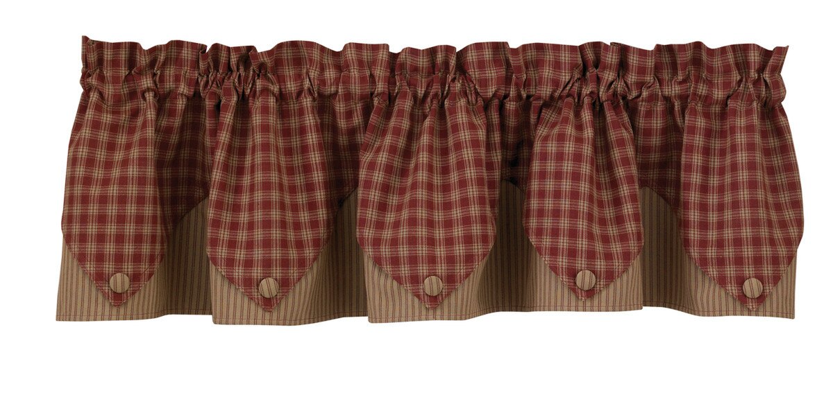 Park Designs Sturbridge Lined Point Valance - Wine, 72" X 15"