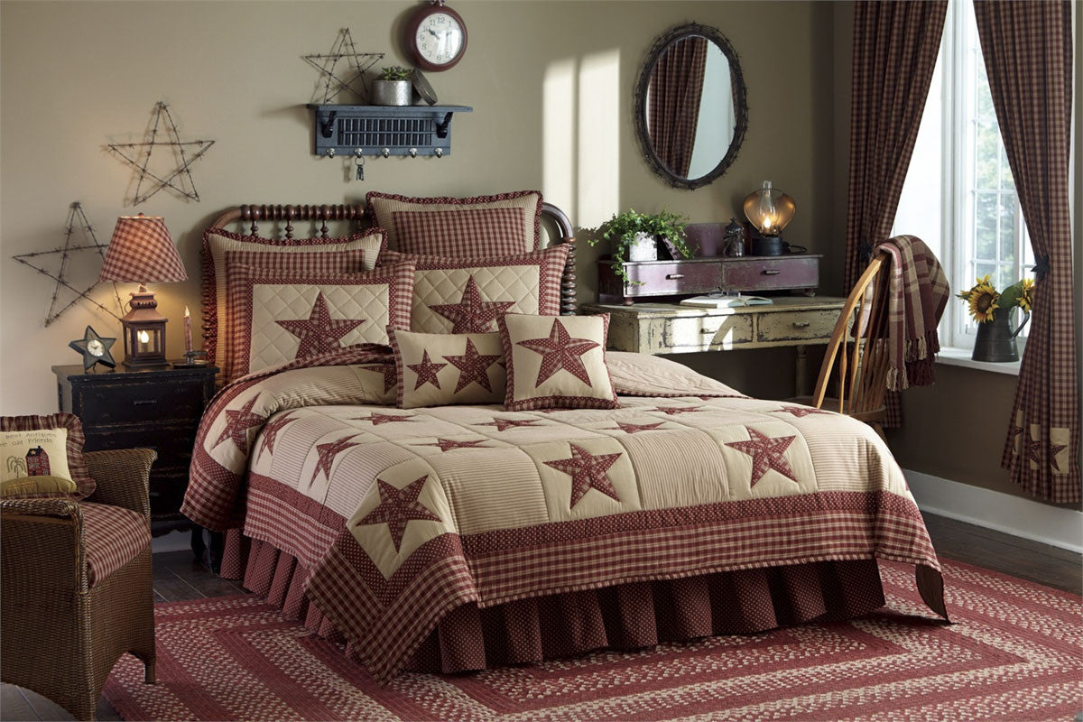 Park Designs Sturbridge Patch King Sham Star - Wine