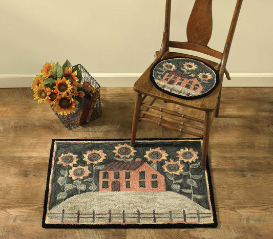 Park Designs House and Sunflowers Hooked Rug