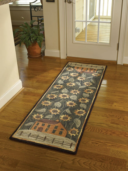 Park Designs House and Sunflower Hooked Rug Runner