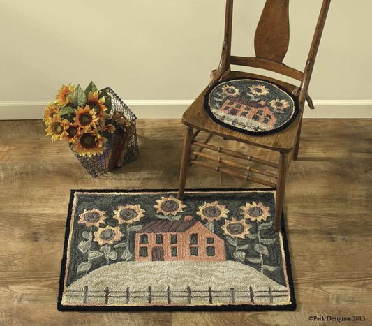 Park Designs House and Sunflowers Hooked Chair Pad