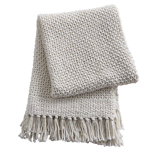 Split P Open Knit Throw Blanket 60", Natural