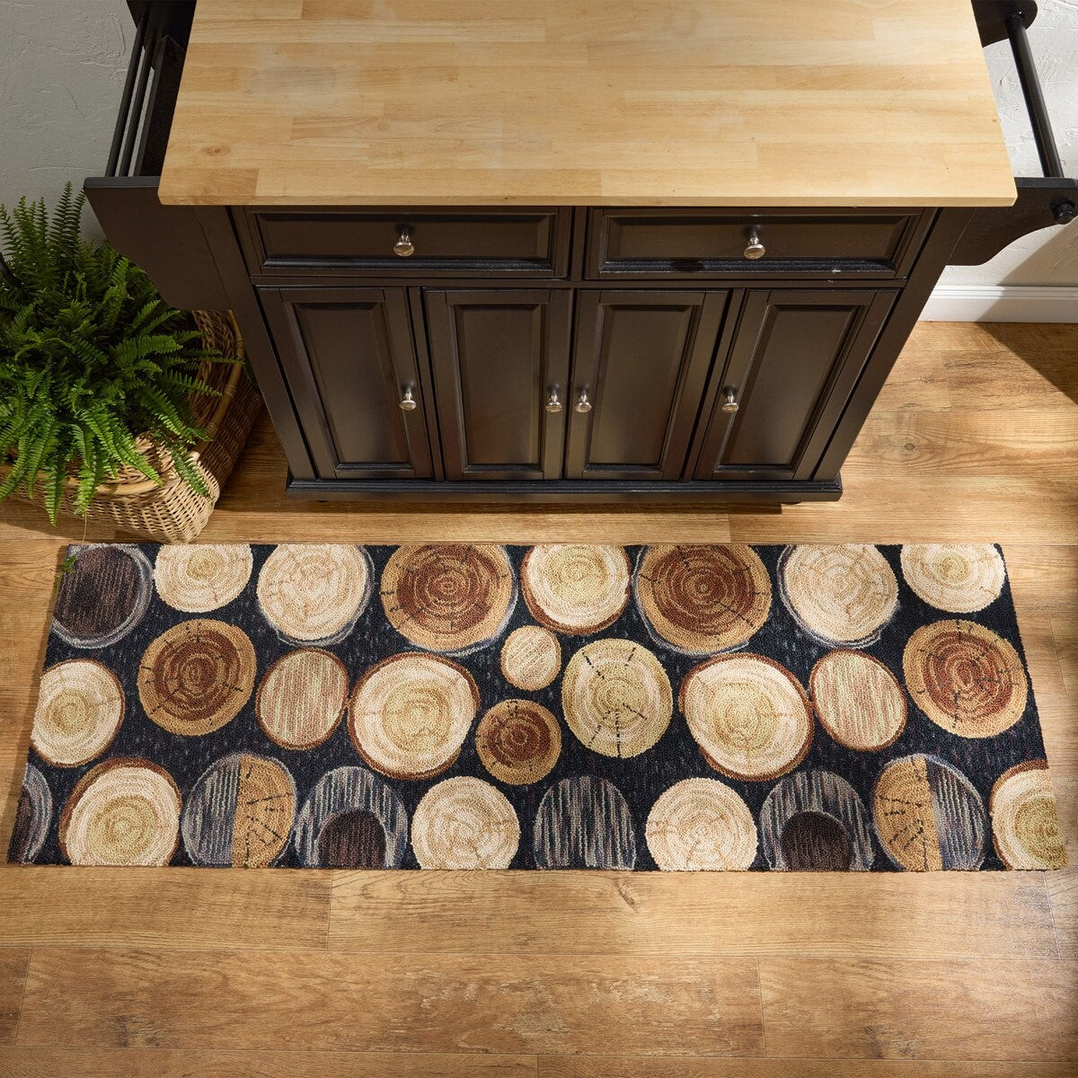 Park Designs Wood Slices Hooked Rug Runner 2' X 6'