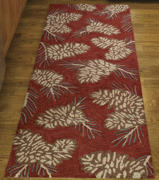 Park Designs Pinecone Hooked Rug Runner 24X72