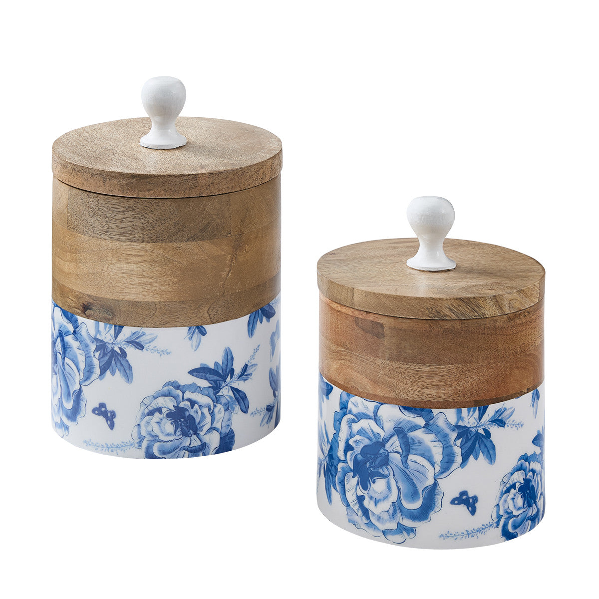 Park Designs Patricia Heaton Home Blue Floral and Flitter Canister Set of 2