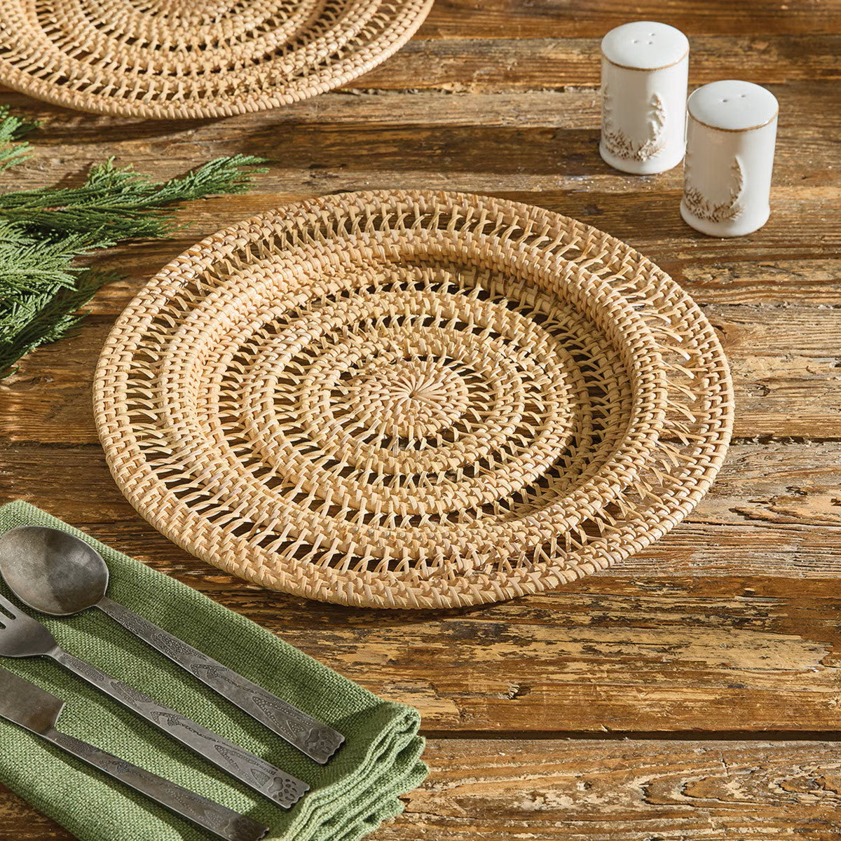 Park Designs Rattan Spiral Charger Set of 4