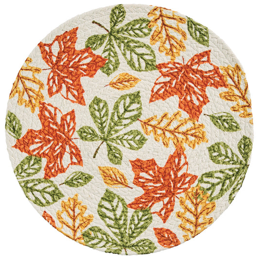 Park Designs Fall Leaves Printed Braided Placemat 15 Dia (Set of 4)