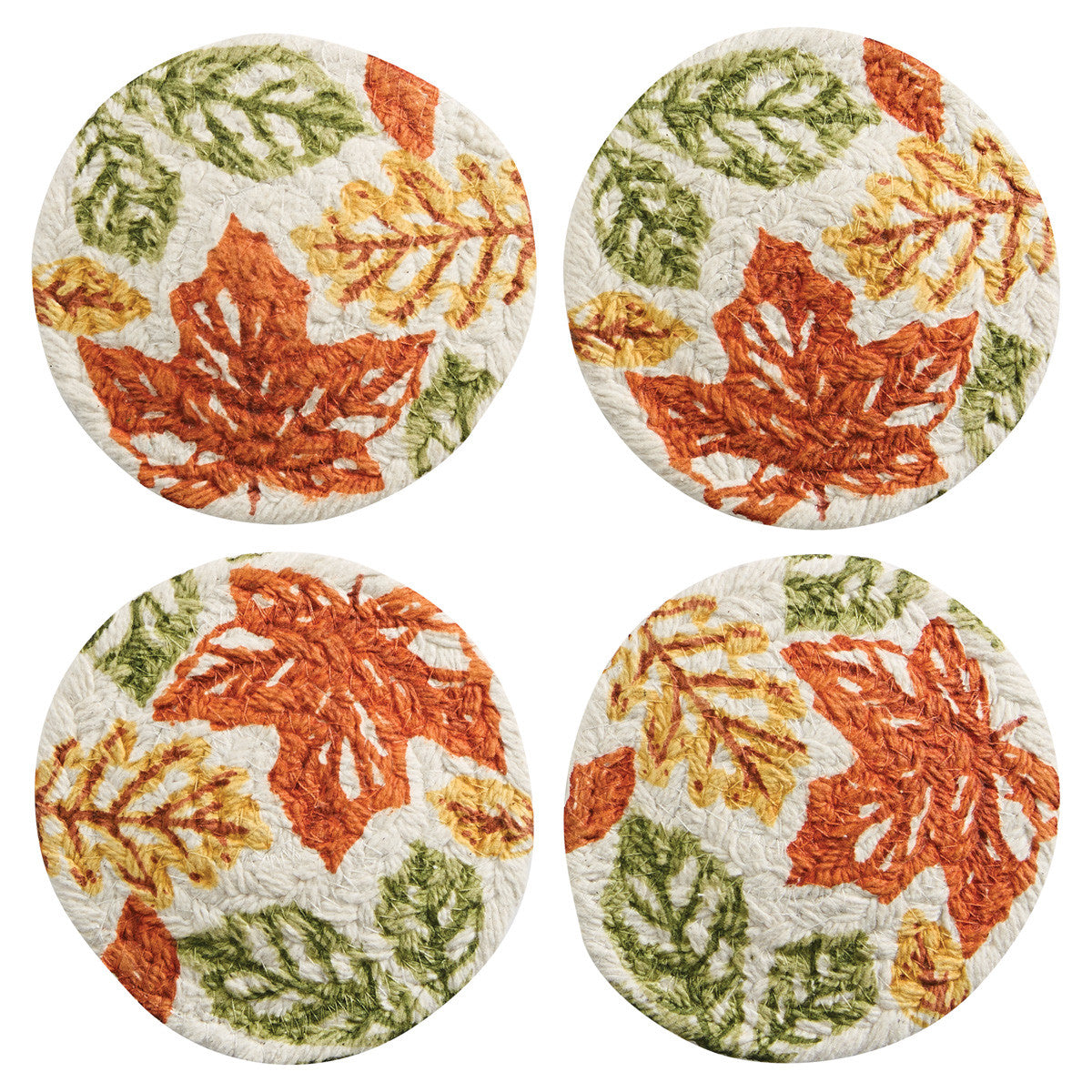 Park Designs Fall Leaves Printed Braided Coasters Set