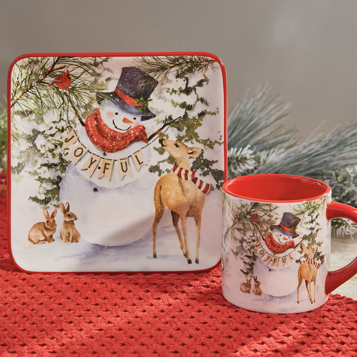 Park Designs Flurry Friends Mug Set - Red