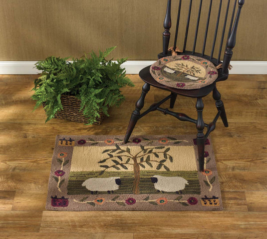 Park Designs Willow & Sheep Hooked Chair Pad