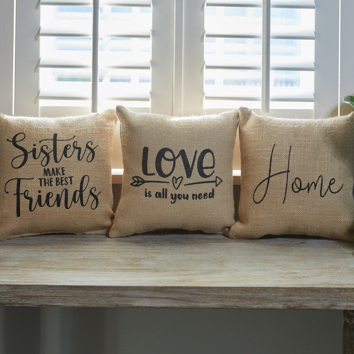 Home, Love, and Sisters Make Friends Sentiment Pillow Bundle